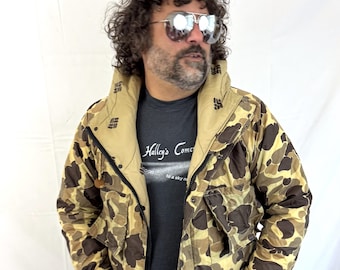 Vintage 1980s 80s Columbia Sportswear Company Gore-Tex Hunting Duck Camo Camouflague Jacket Puffer Coat