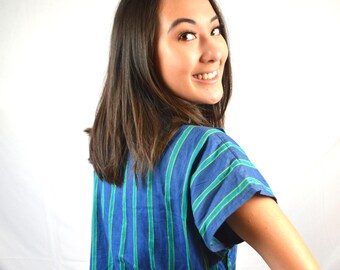 Vintage 80s Striped Button Blouse Top - Santa Fe