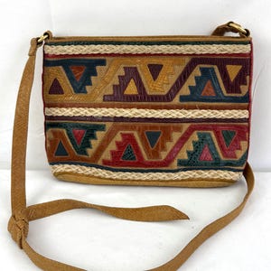 Bolso de mano vintage de los 90, ¡guau!, raro, de piel Sharif con patchwork.