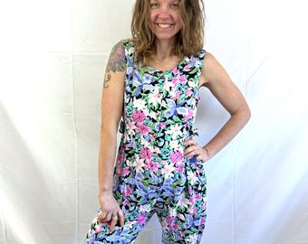 Vintage 1990s 90s Floral Summer Romper - Nani Hawaii