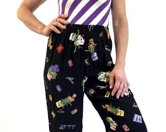 Vintage 1990s 90s Floral Summer Gardening Flowers Pants - Twyla & Blu