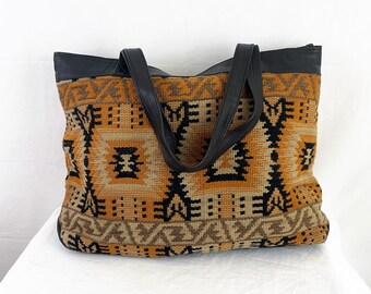 Oversized Vintage Kilim Ethnic Woven Tapestry Luggage Satchel Tote Bag - Maurizio Taiuli for Bloomindales - Made in Italy