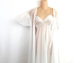 Vintage Vanity Fair Nightie Slip Lingerie Dress Peignoir Set