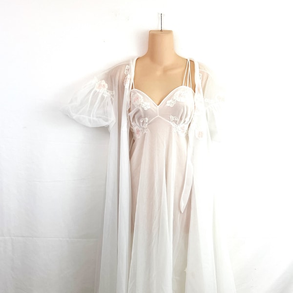 Vintage Vanity Fair Nachthemd Slip Dessous Kleid Peignoir Set