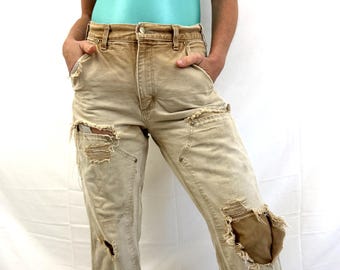 Vintage Carhartt Brown Workwear Distressed Double Knee Cargo Painters-broek