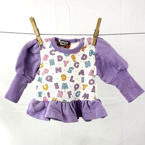 Sudadera con letras del alfabeto y mangas abullonadas para niñas de TALLA INFANTIL de los años 80 - Tootsie Roll 9 meses