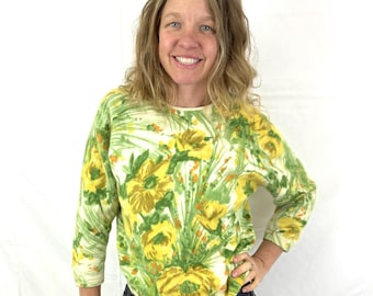 Vintage 1950s 50s Hand Screened French Angora Lambswool Pullover Sweater - Angelon by Darlene
