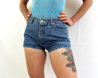 Vintage 90s Y2K 1990s Denim Mini Shorts - By Blue Asphalt