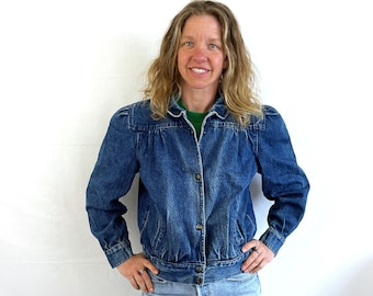 Vintage 80s 90s Sergio Valente Dark Wash Denim Pleated Jacket