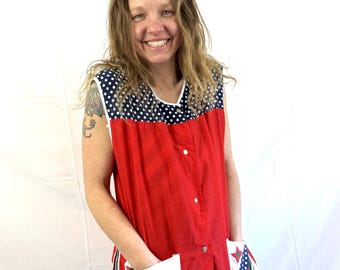 Vintage 1970er 70er Jahre Pilz Pilz Kittelschürze