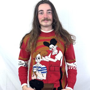 Vintage 1990s 90s Knit Fun Haircut Crewneck Interesting Style