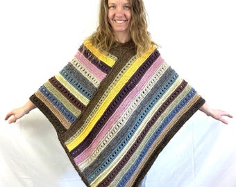 Vintage 1970er 70er Jahre Boho Fun Strickponcho