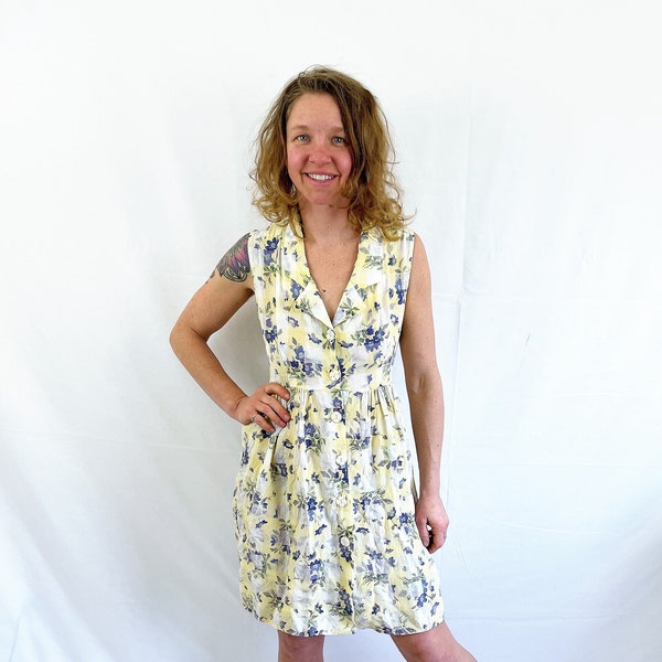 Vintage Floral 80s 90s Rayon Summer Dress - Ci Sono Los Angeles