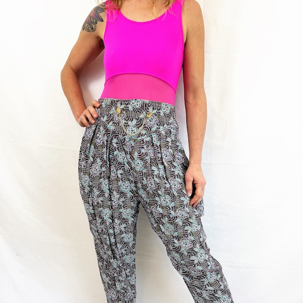 Vintage 1980s 80s Paisley Rayon Harem Pants - Joe Benbasset