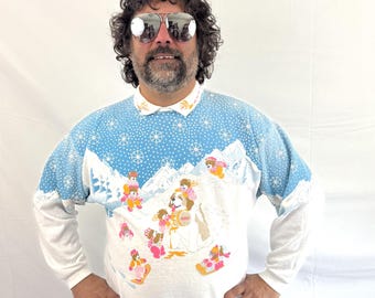 Vintage Christmas Spumoni by Franco Teddy Collared Sweatshirt Size