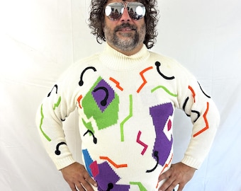 RAD Vintage 80s Esprit Sport Geometric Rainbow Sweater