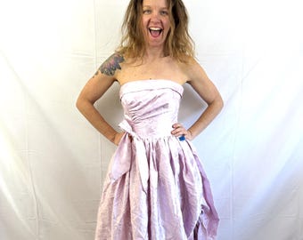 Vintage 80er 1980er Prinzessin Poof Trägerloses Maxi-Kleid - TD4 von Electra