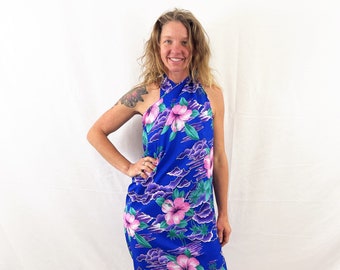 Vintage Hawaiian Wrap Dress Luau Beach Tiki Party Cover Up - Hilo Hatties