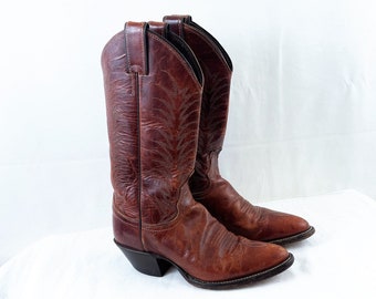 Vintage Justin Brown Leather Western Cowboy Boots - KIDS SIZE 4