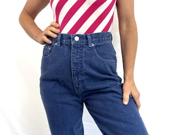Pantalones vaqueros de mezclilla azul de talle alto estilo años 80 de la marca Bonjour - Talla 10