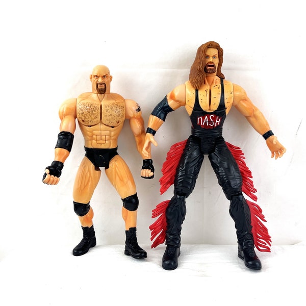 Vintage 1990s 90s Tuff Talking Figures Kevin Nash Bill Goldberg WCW WWF 1999 Marvel