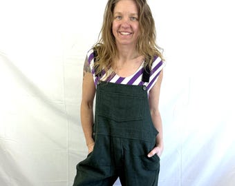 Vintage 90er 1990er Jahre Wolle Grüne Latzhose von Codet, Size Large, 32