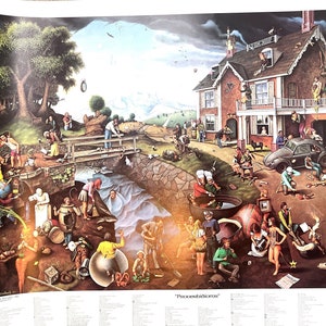 Vintage 1980s 80s Print Proverbidioms Poster 28 X 22 T. E. ...