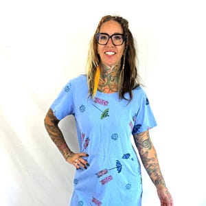 blue ginger dresses White Ginger Blue Button Front Tank Dress 2XL By Paradise Found