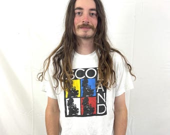 Vintage 1980s 80s Scotland Bagpipes Souvenir Tee Shirt Tshirt