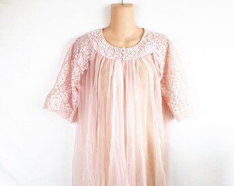 50sLong Blue Nightgown and Robe Size SVintage Belle Smith Sheer Turquoise NightgownPeignoir