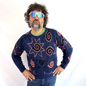 RAD Vintage 80er Jahre 1980er Jahre Wirbel Geometrischer Pullover