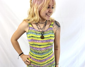 Vintage 1960s 60s One Piece Striped Swimsuit