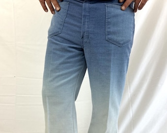 Rare Vintage 1970s 70s “Big Yank” Mod Rocker Ombre Fade Denim Flare Pants Jeans Bell Bottoms