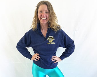 Vintage Blue 1980s 80s Sweatshirt Hoodie - University California Berkeley