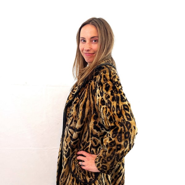 Vintage 1960s Leopard Faux Fur Couture Bombshell Jacket Coat - Juli de Roma - Made in West Germany