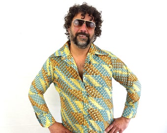 Vintage 70s RARE Psychedelic Disco Button Up Shirt