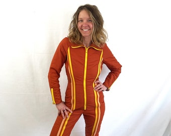 Amazing Vintage 1970s 70s Striped Orange Ski Winter Snowsuit Snow Suit One Piece Outfit - Active Sports - Nordstrom