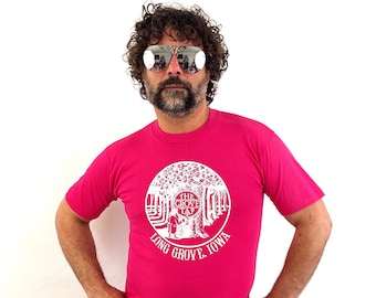 Vintage 1980s 80s Pink Tee Shirt Tshirt - The Grove Tap - Long Grove, Iowa