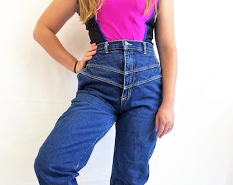 Vintage 80s 1980s Fun High Waisted Dark Denim Jeans - Ciotti