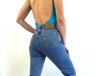 Vintage CK Calvin Klein Denim High Waisted Tapered 90s Jeans - Size 4