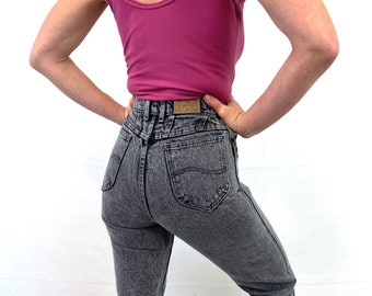 Vintage 80s 1980s Black Lee High Waisted Jeans - Size 3