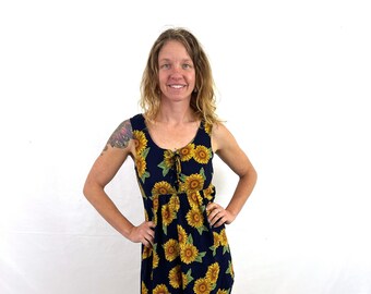 Vintage 90s Byer Too California Sunflower Summer Dress