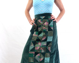 Vintage 1970s 70s Patchwork Velvet Maxi Skirt - Mountain Artisans, Saks Fifth Avenue