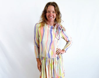 RARE Vintage Designer Iconic Silk 1970s Mary McFadden Shirt Dress - Jack Mulqueen