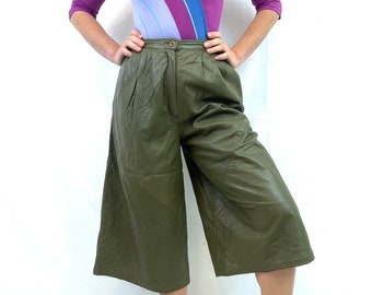 Vintage 1980s 80s Harve Benard Editions Leather Culottes Pants - Size 6