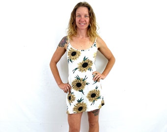 Vintage 1980s 80s Sunflower Summer Dress - Stella USA