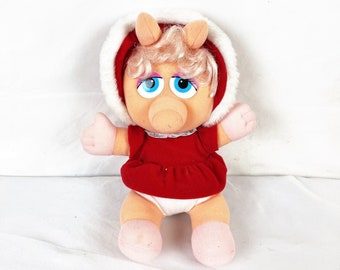 Vintage 1987 80s Miss Piggy Stuffed Plush Muppet Babies Collectible Toy