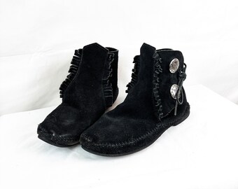 black moccasin booties