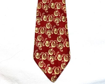 Vintage 40s 1940s Cherry Berry Red Novelty Necktie Deco Swing Neck Tie - Beau Brummell