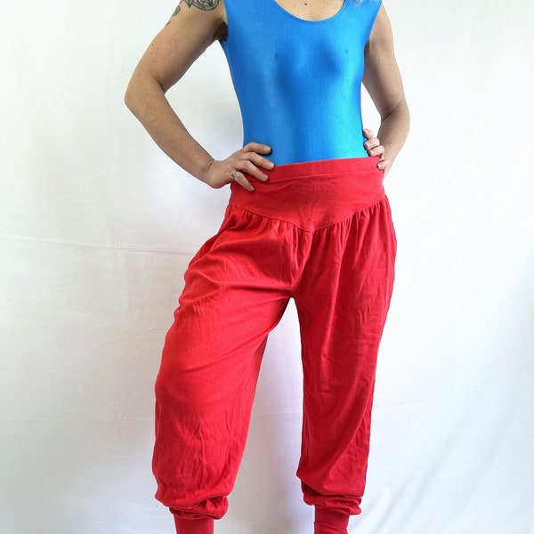 Vintage 80s 1980s RAD Red Pleated Baggy Pants - Avon Fashions